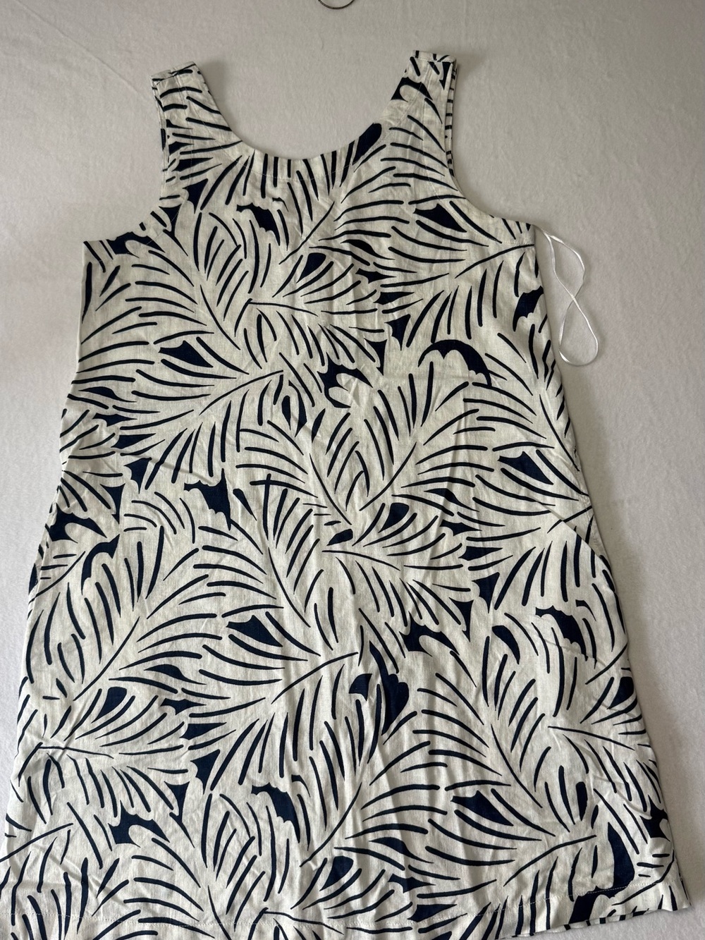 Nicole Miller Navy and White Tropical Print Sleeveless Dress